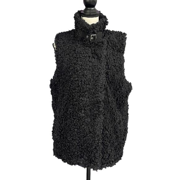 INC Medium Faux Fur Vest Full-Zip Sleeveless Lined Pockets Collared Black New - Picture 6 of 12